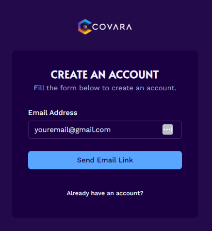 Create your account - Covara Documentation